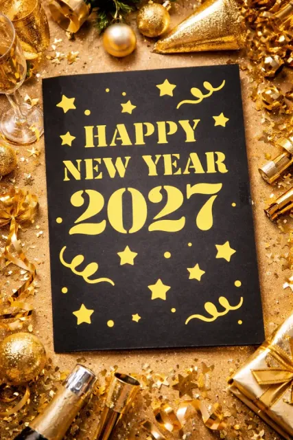 Happy New Year 2027 Cutout Card. — Image 2 of 3