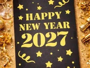 Happy New Year 2027 Cutout Card.
