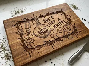 Shes got a knife Cutting / Chopping Board Design