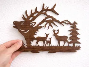 Deer Silhouette & Mountain Landscape