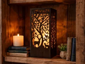 Forest Animal LED Lamp SVG | Deer Tree Lantern