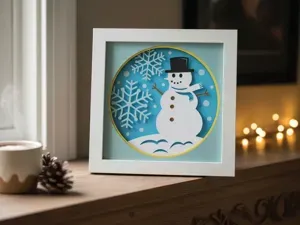 Snowman Layered Paper Cut Shadow Box