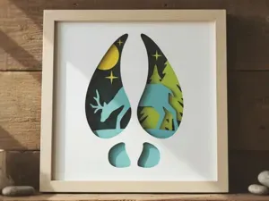 Deer Footprint 3D Layered Papercut