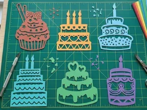 6 Birthday Cake Paper Cutting Collection