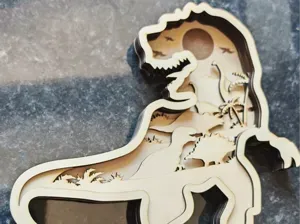 multicouche t-rex avec monde préhistorique