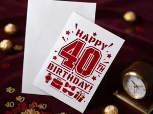 Happy Birthday 40th Cutout Card Greeting card v51