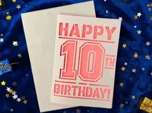 Happy 10th Birthday Cutout Card Greeting card v56