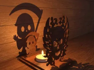 Halloween Shadow Candle Holder: Skull and Reaper