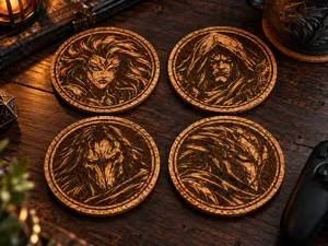 Darksiders Cork Coasters – 4 Designs