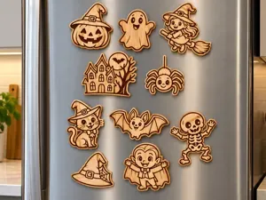 Cute Halloween Wooden Magnets – 10 Spooky Designs