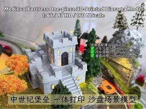 中世纪堡垒 1:64比例 1:76 一体打印免拼接 霍格莫德城堡