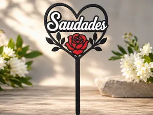 Saudades Grave Topper with Rose