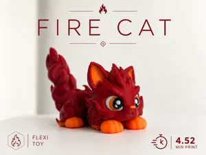 Fire cat flexible articulated toy figure
