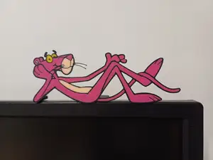 Pink Panther on monitor with stand
