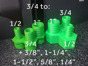 3/4 Pipe Thread to 1/2 3/4 1" Hose Barb Adapters