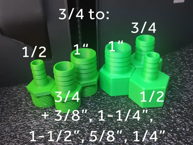 3/4 Pipe Thread to 1/2 3/4 1" Hose Barb Adapters