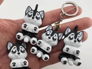 Husky Dog Articulated Keychain Flexi Toy Kawaii