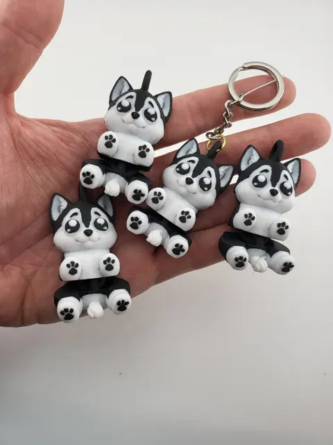 Husky Dog Articulated Keychain Flexi Toy Kawaii — Image 3 of 9