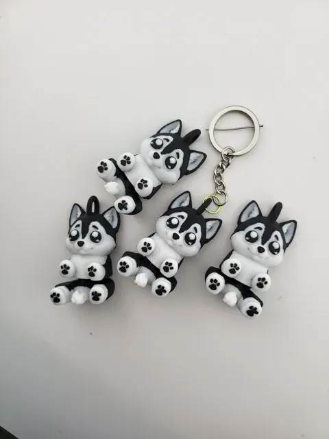 Husky Dog Articulated Keychain Flexi Toy Kawaii — Image 4 of 9