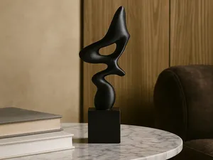 Modern Abstract Black Sculpture for Office Decor