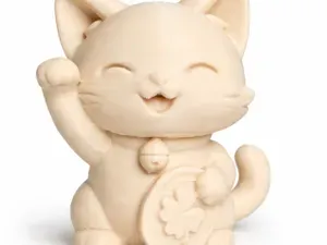 Lucky Chibi Cat - Maneki Neko Style - easy print