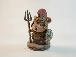 Hamster Gladiator with Trident and Shield STL