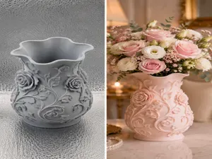 Ornate Rose Scroll Decorative Flower Vase