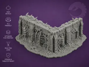 Tyranide Infested Bunker Wall - Tabletop Terrain