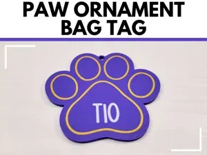 Animal Paw Ornament Bag Tag with Editable Name