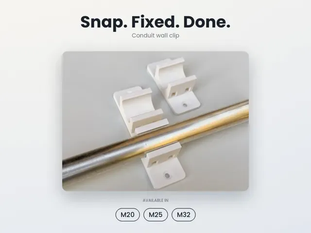 SnapFix Conduit Clip – Wall Mount for M20/M25/M32