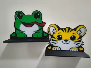 Kids Wall Shelf Set - Cute Tiger & Frog
