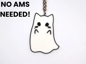 Halloween Ghost Cat Keychain Kitten Keyring