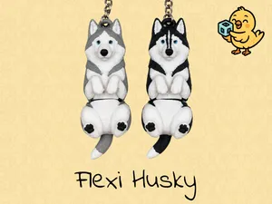 Husky Keychain – Articulated Flexi Cute Dog