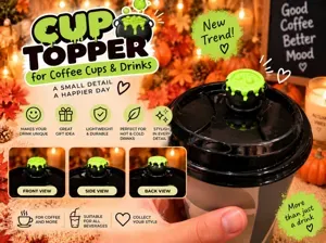 Cute Halloween Cauldron & Drink Cup Lid Topper