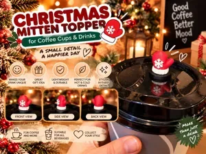 Cute Christmas Mitten & Drink Cup Lid Topper