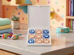 Paw Print Tic-Tac-Toe: Kids Travel Game Box