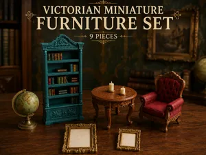 Victorian Miniature Furniture Set – 9 Pieces