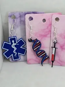 Caduceo, DNA, Syringe Earrings