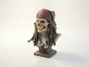 Jack Sparrow Skull Pirate Sculpture 3D Printable