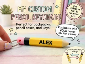 Custom Pencil Name Keychain