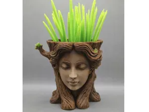Flowerpot womans face in a tree v2/desk organizers