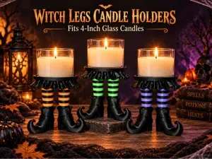 Colorful Halloween Witch Legs Candle Holder