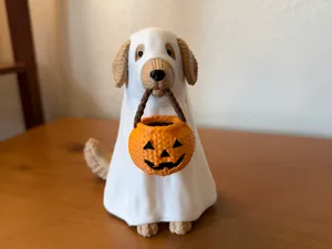 Knitted Halloween Golden Retriever Ghost