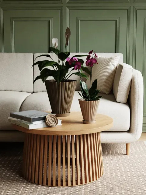 Scandi-Style Fluted Flower Pot with Drainage Tray — Фото 3 из 17