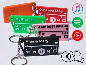 Spotify or Youtube Customizable NFC Music Keychain