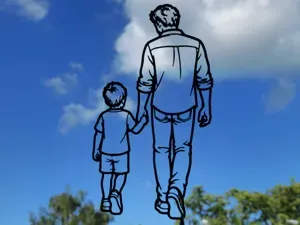 Father and Child Walking Wall Art