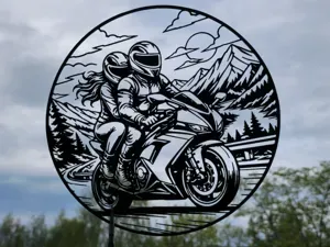 Couple Motorcycle Ride 2D Wall Art