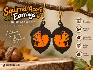 Squirrel Acorn Earrings 3D Printable Jewelry