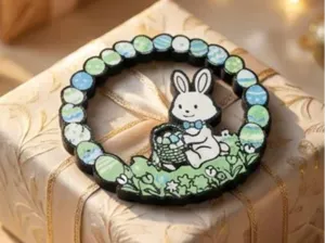 Cute Easter Bunny Wreath Multicolor AMS Decor