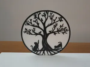 Dessous de verre chat et arbre de vie